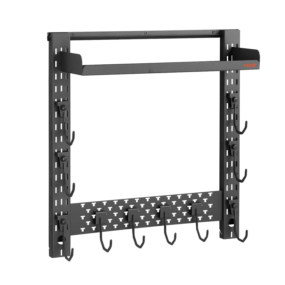 Gun Rack Wall Mount, Heavy Duty Steel, Indoor Rifle Shotgun Rack with J-Hooks, Additional Tray Storage, Gun Accessories Display Storage Holder, Hold Up to 3 Rifles or Shotguns, for Tactical Gear