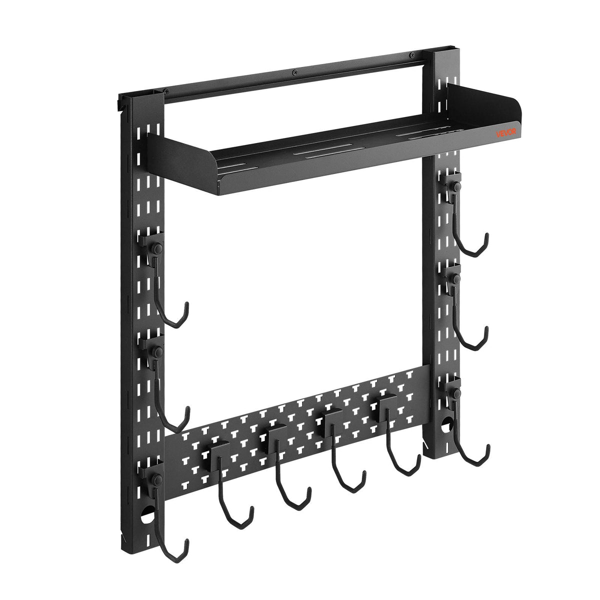 Gun Rack Wall Mount, Heavy Duty Steel, Indoor Rifle Shotgun Rack with J-Hooks, Additional Tray Storage, Gun Accessories Display Storage Holder, Hold Up to 3 Rifles or Shotguns, for Tactical Gear