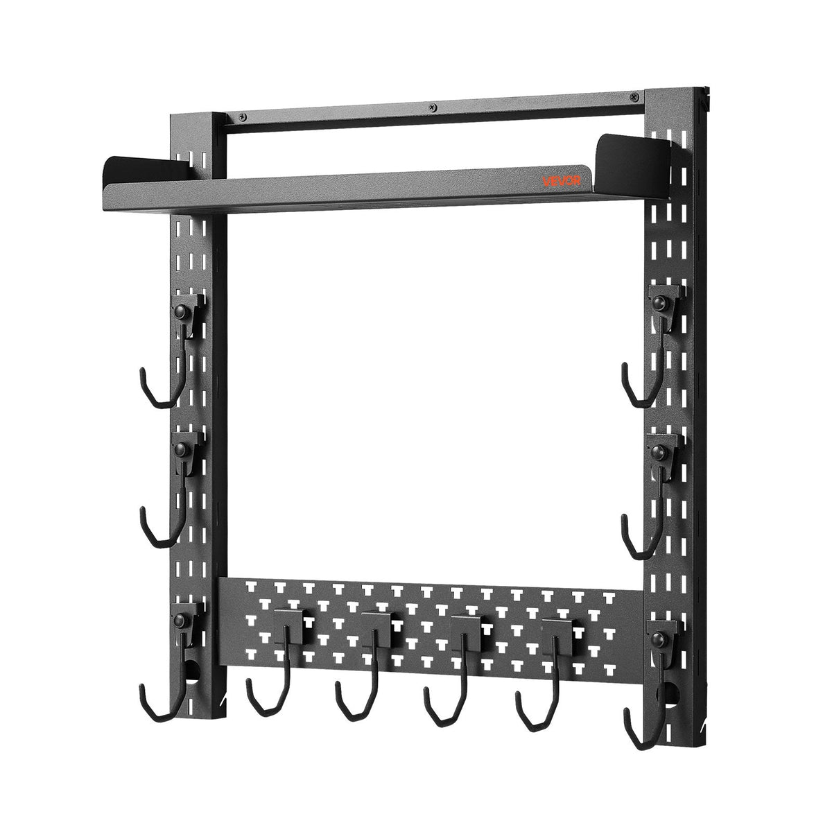 Gun Rack Wall Mount, Heavy Duty Steel, Indoor Rifle Shotgun Rack with J-Hooks, Additional Tray Storage, Gun Accessories Display Storage Holder, Hold Up to 3 Rifles or Shotguns, for Tactical Gear
