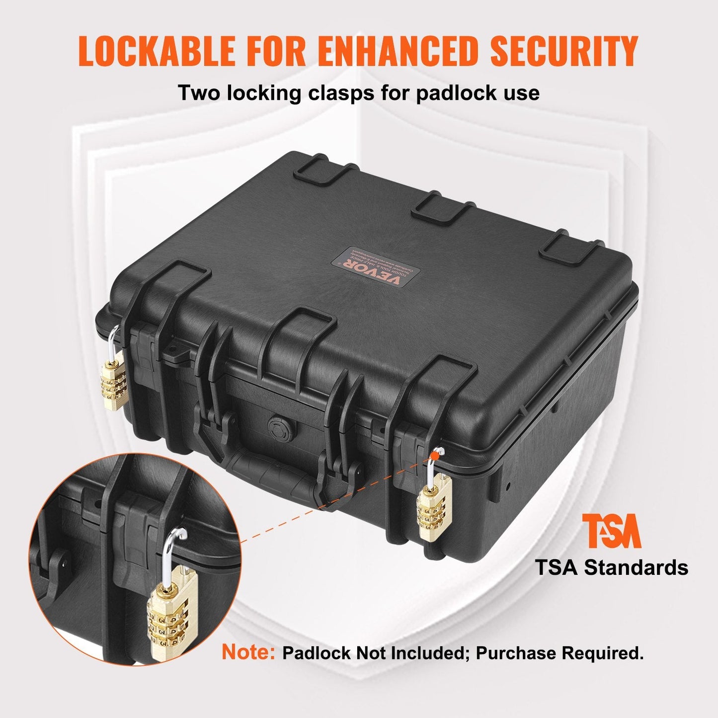 Hard Pistol Cases with Pre-cut Lining, Waterproof & Dustproof Hard Gun Case for 5 Pistol, 18.9×16.3×8.5 in Lockable Pistol Case, Black