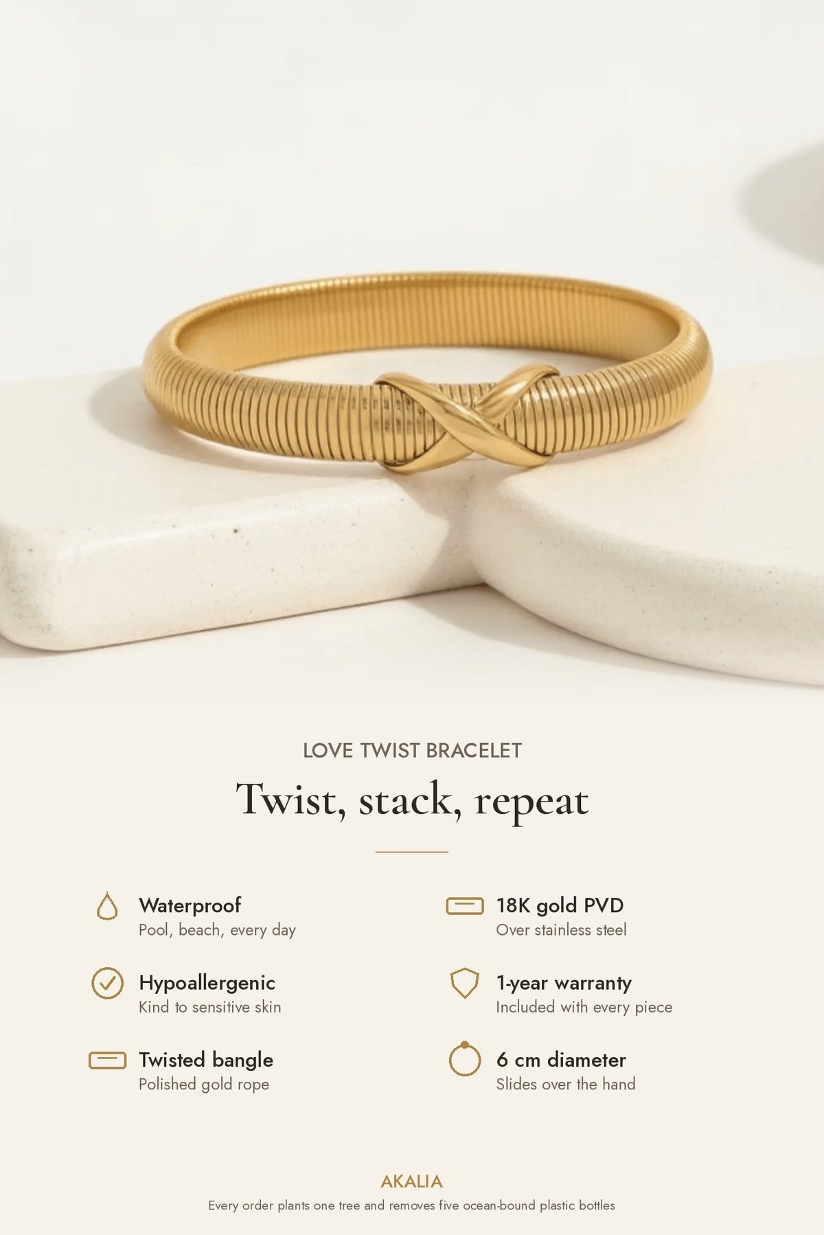 Waterproof Love Twist Bracelet